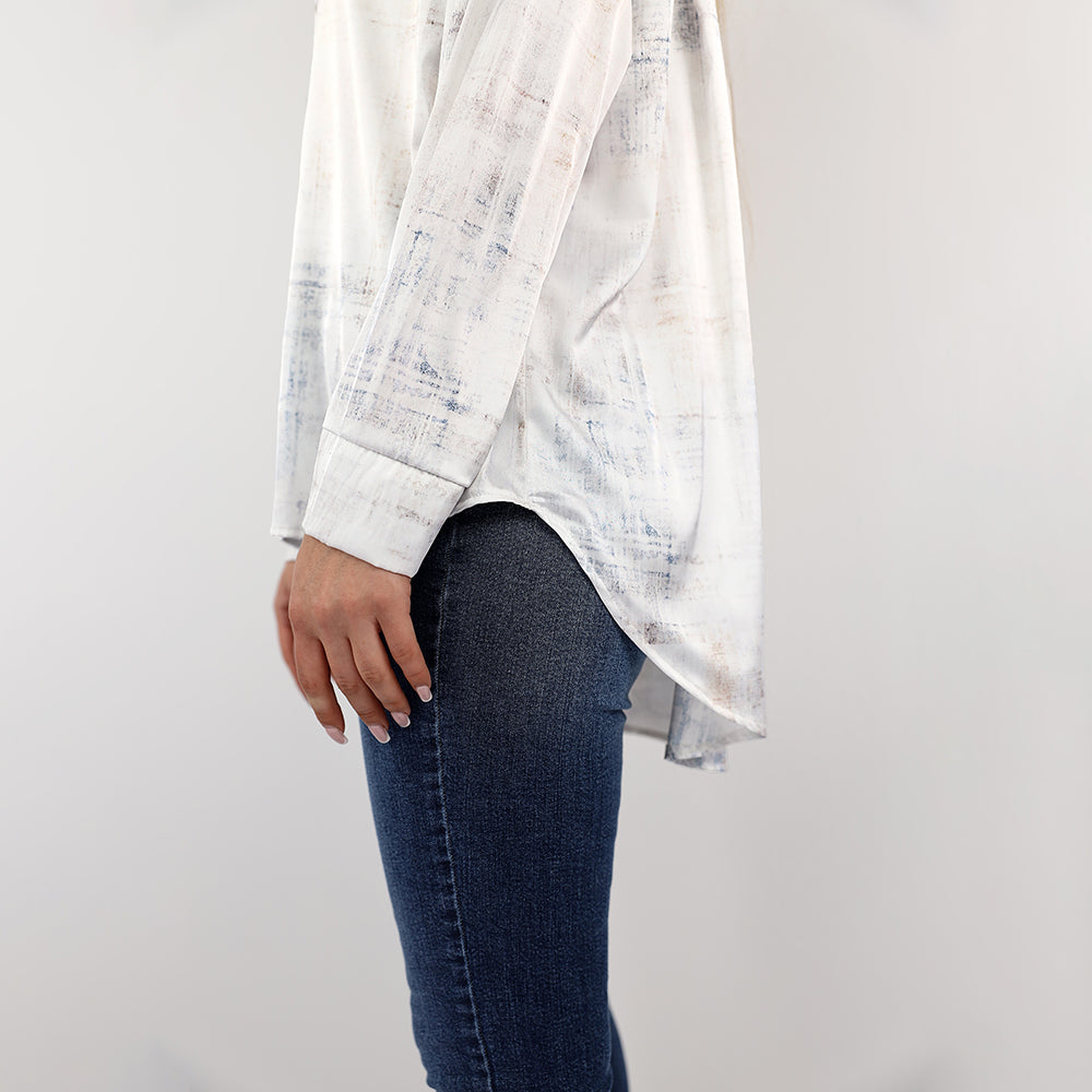 Relaxed Long Sleeve Shirt – Abstract Print