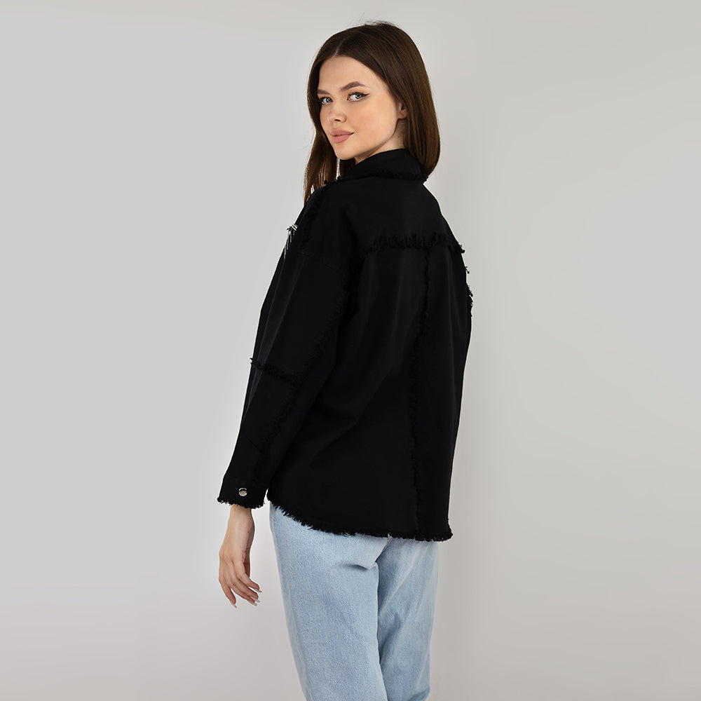 Long Sleeve Shirt with Metal Chains Details
