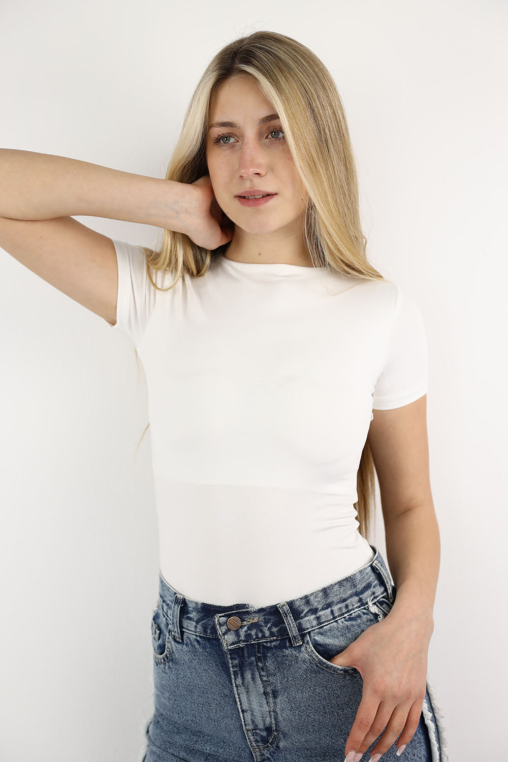 Short Sleeve Basic Top – High Neck