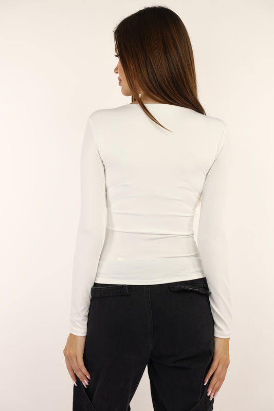 Off-White Squared Neck Long Sleeve Top