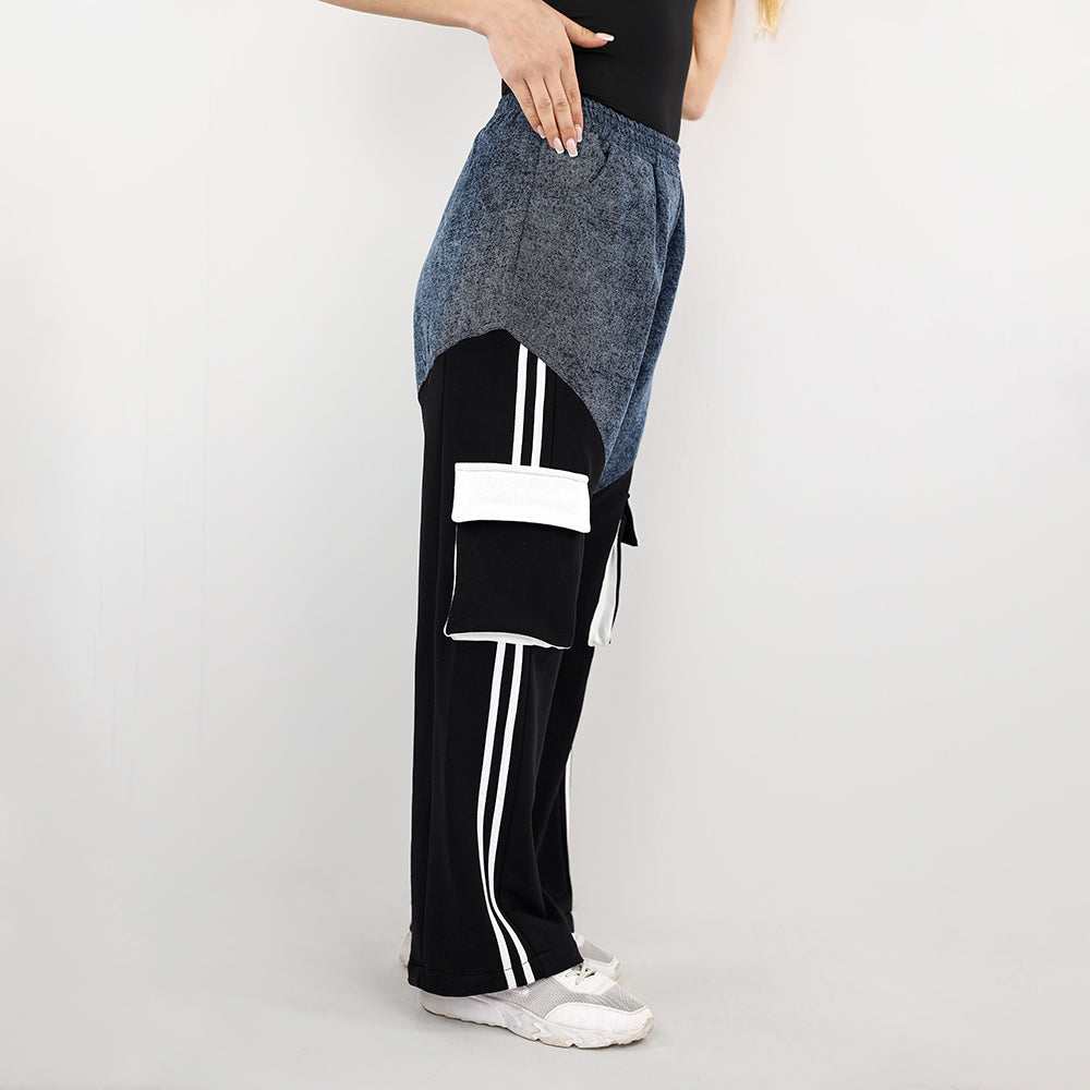 Dynamic Colorblock Relaxed Wide-Leg Pants