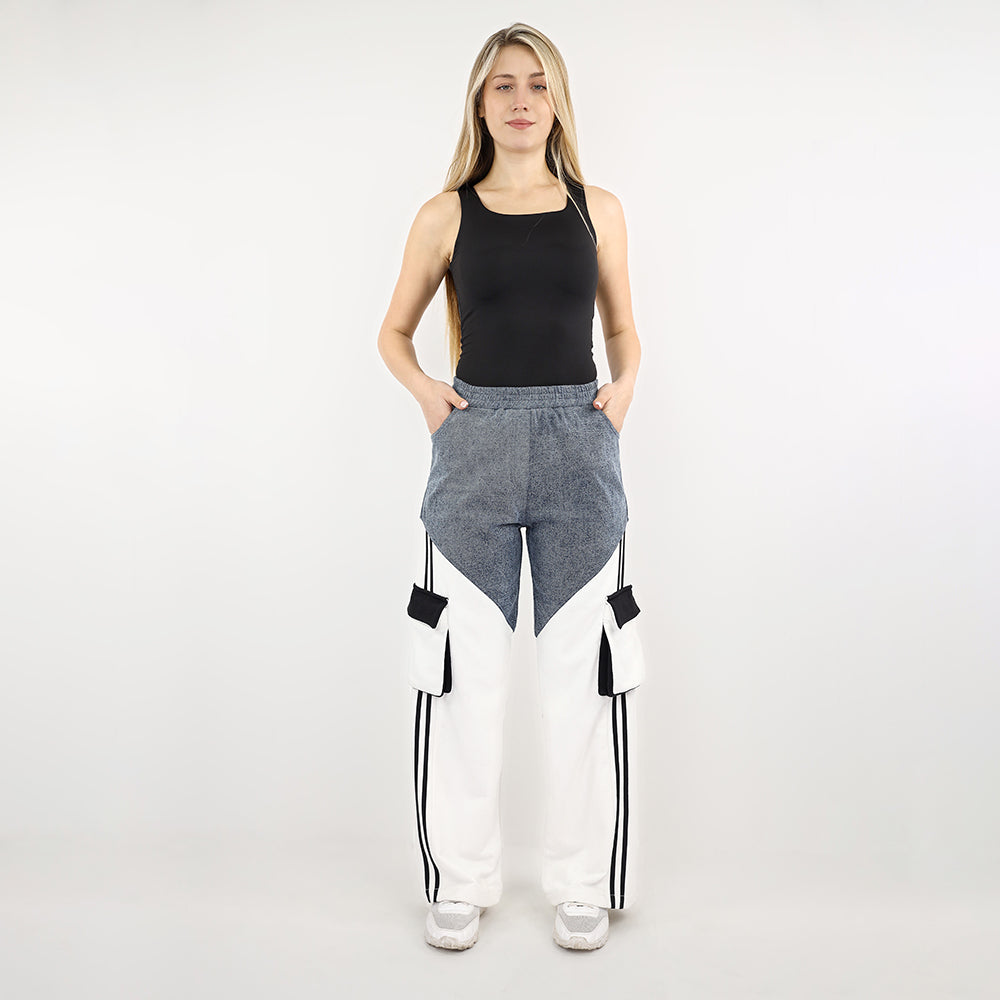 Dynamic Colorblock Relaxed Wide-Leg Pants