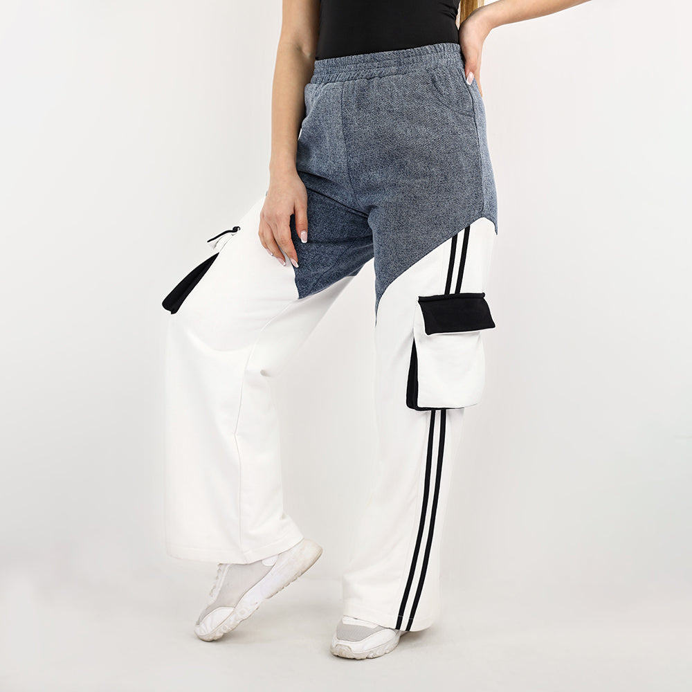 Dynamic Colorblock Relaxed Wide-Leg Pants