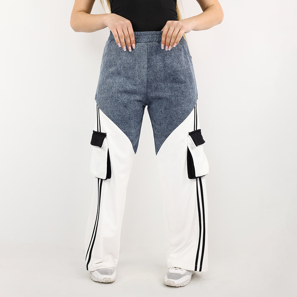 Dynamic Colorblock Relaxed Wide-Leg Pants