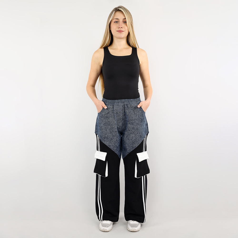 Dynamic Colorblock Relaxed Wide-Leg Pants