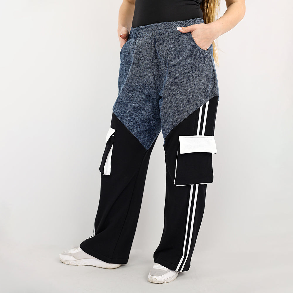 Dynamic Colorblock Relaxed Wide-Leg Pants