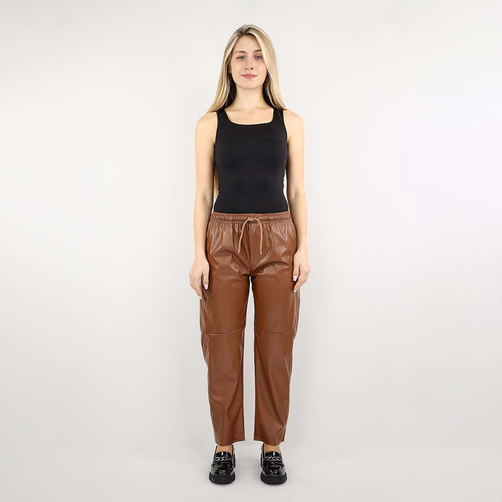 Glossy Faux Leather Joggers