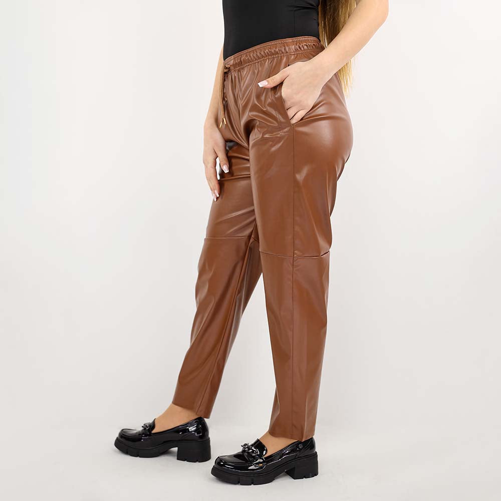 Glossy Faux Leather Joggers
