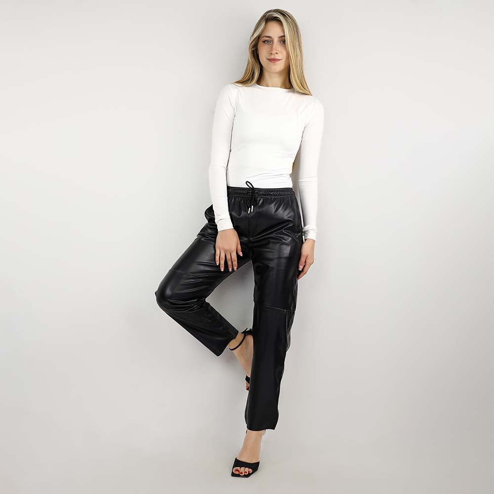 Glossy Faux Leather Joggers