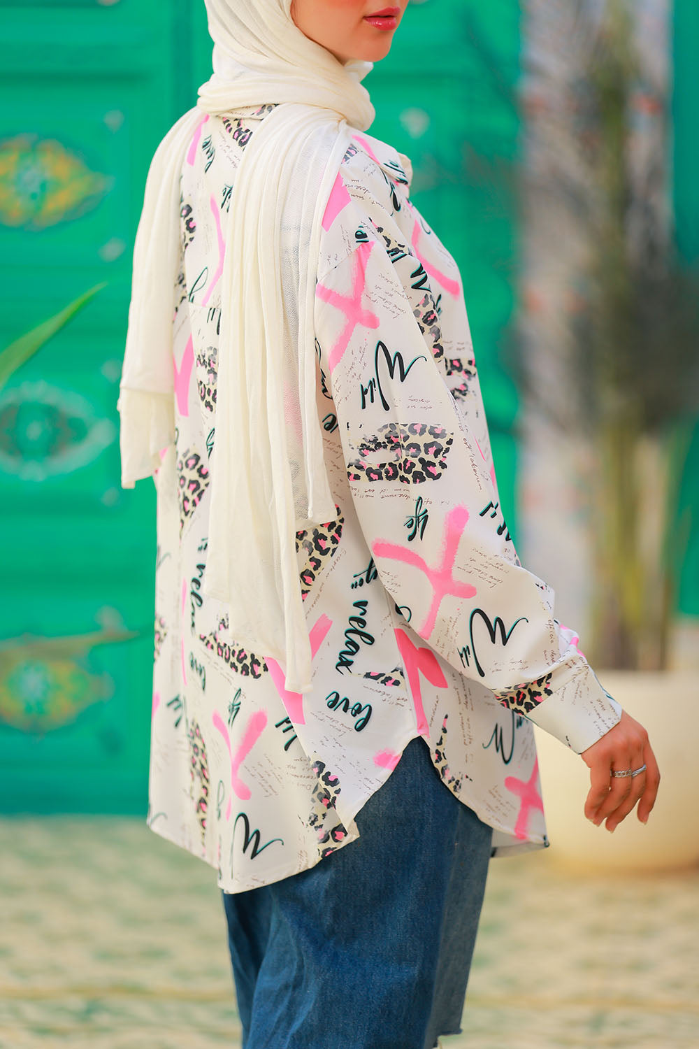 Bright Pink Long Sleeve Leopard Shirt - Relaxed Fit