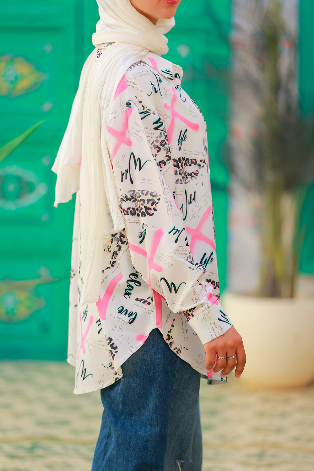 Bright Pink Long Sleeve Leopard Shirt - Relaxed Fit