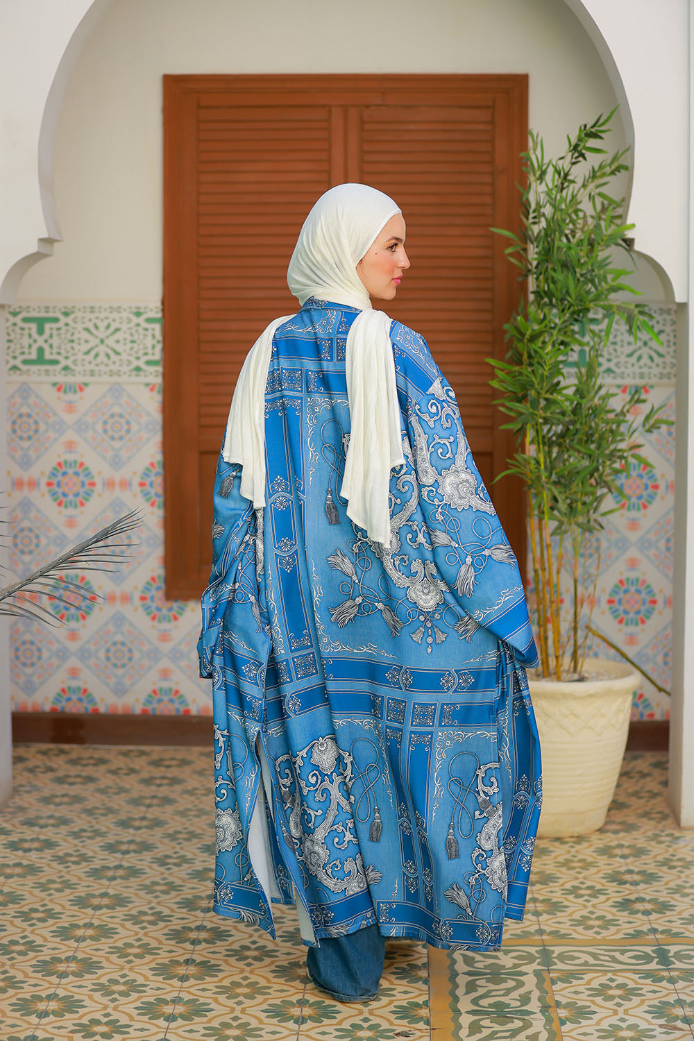 Blue Bold Print Cardigan