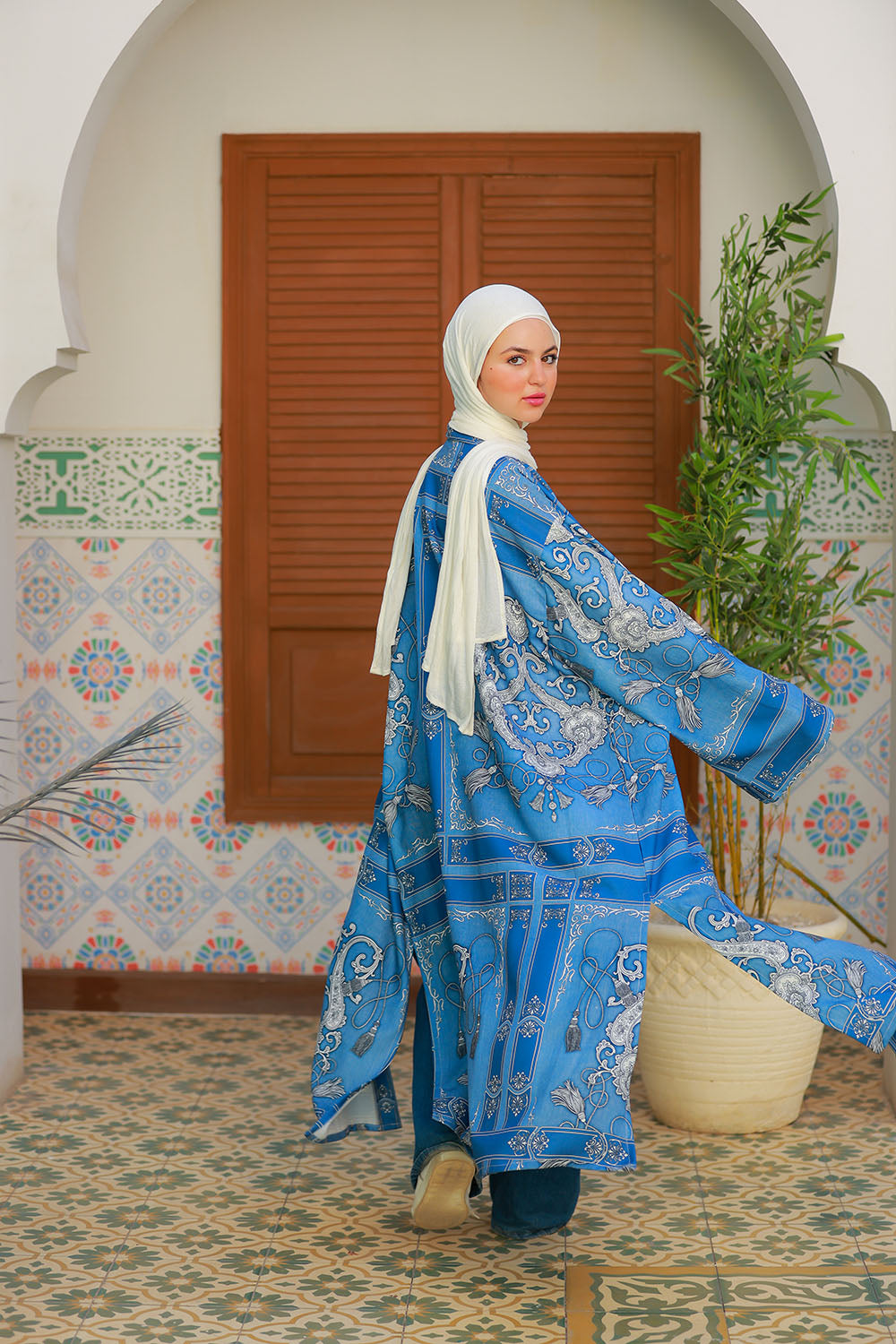 Blue Bold Print Cardigan
