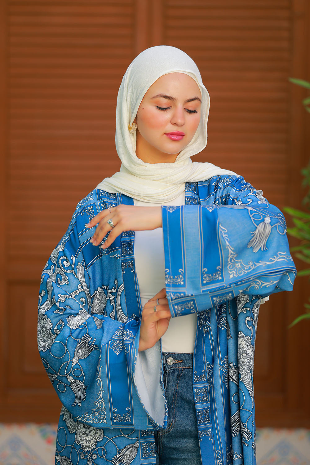 Blue Bold Print Cardigan