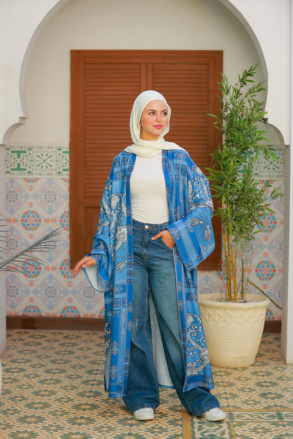Blue Bold Print Cardigan