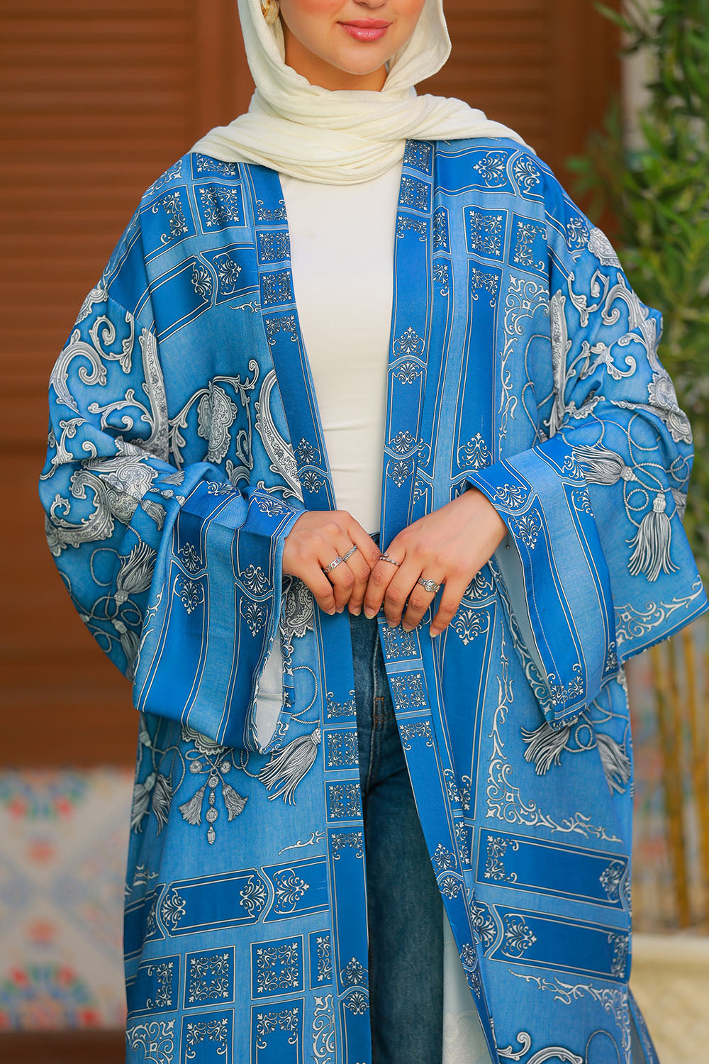 Blue Bold Print Cardigan