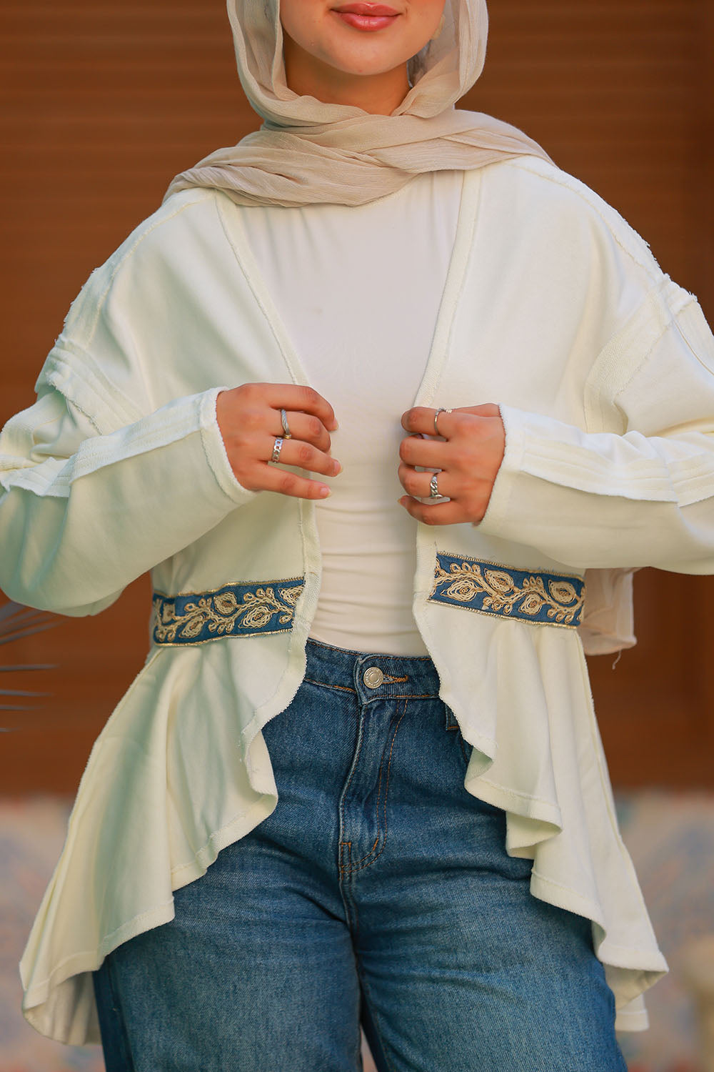 Short Cardigan with Embroided Details