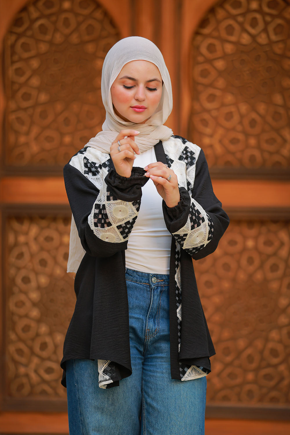 Embroided Squares Long Sleeve Shirt