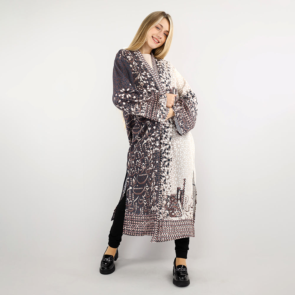 Cardigan – Geometric & Arabic Calligraphy