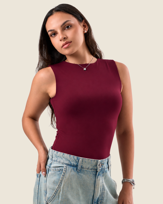 Crewneck Tank Top - Burgundy