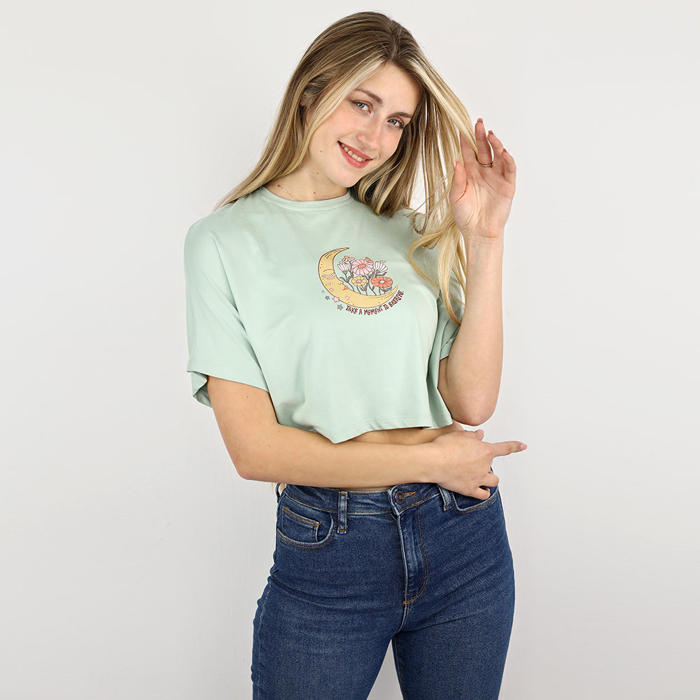 Cropped T-Shirt – Moonlit Floral Print
