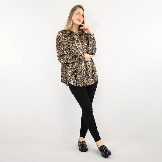 Long Sleeve Tie Leopard Shirt