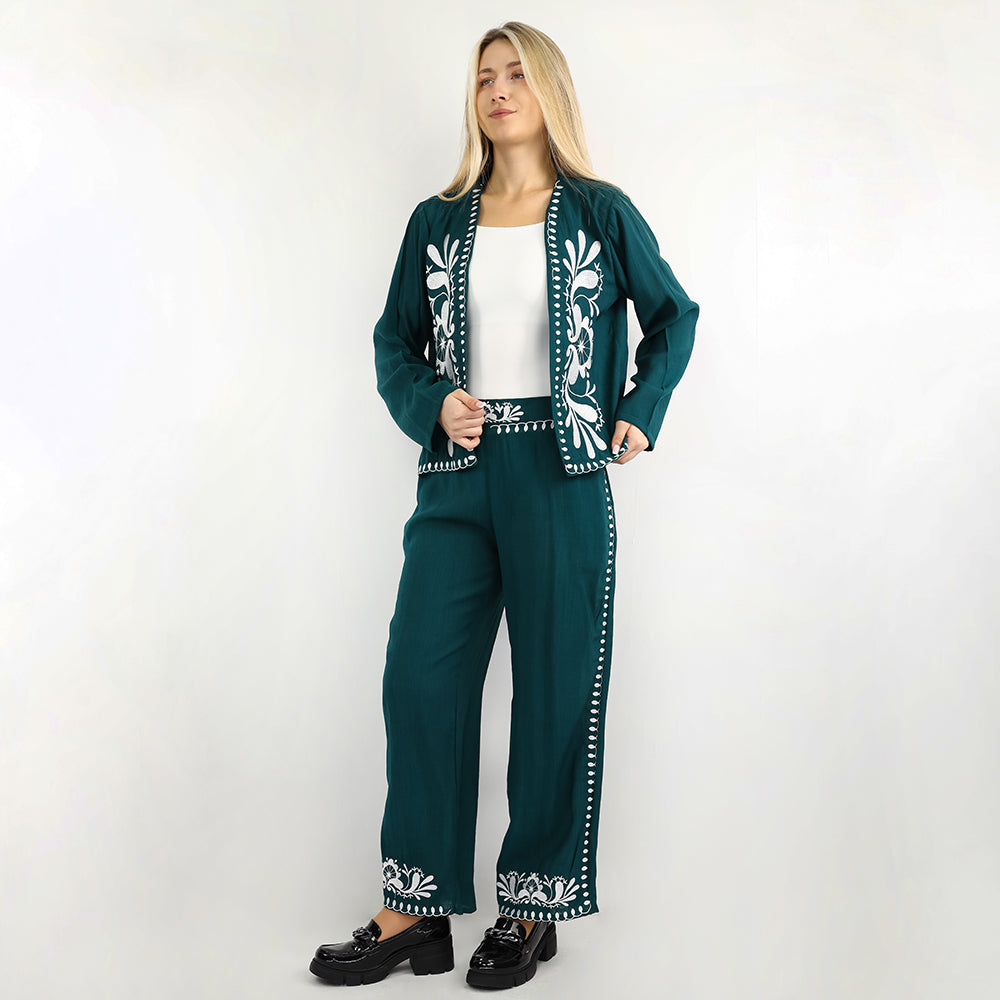 Embroidered Floral Long Sleeve Set