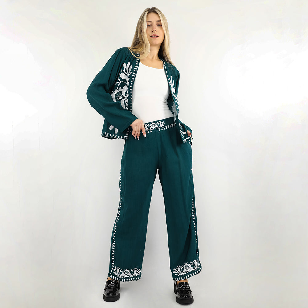 Embroidered Floral Long Sleeve Set
