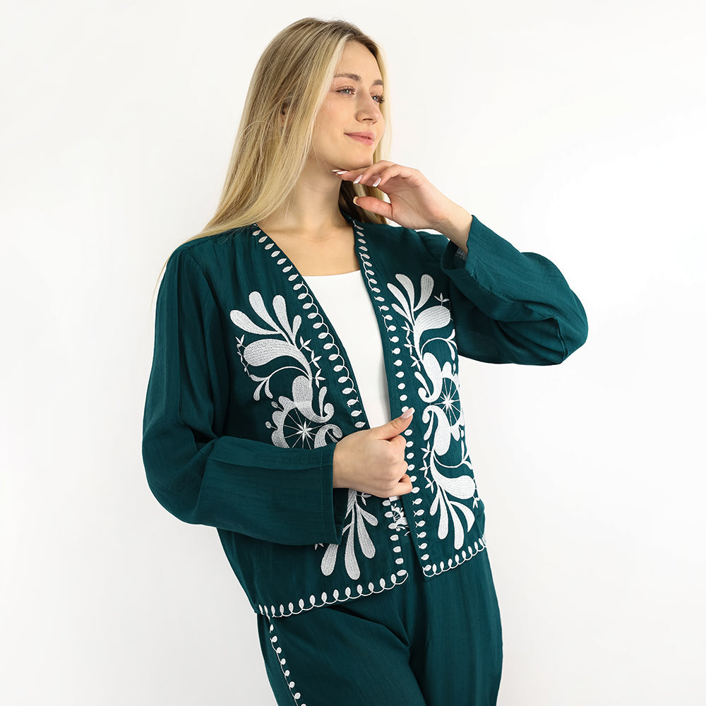 Embroidered Floral Long Sleeve Set