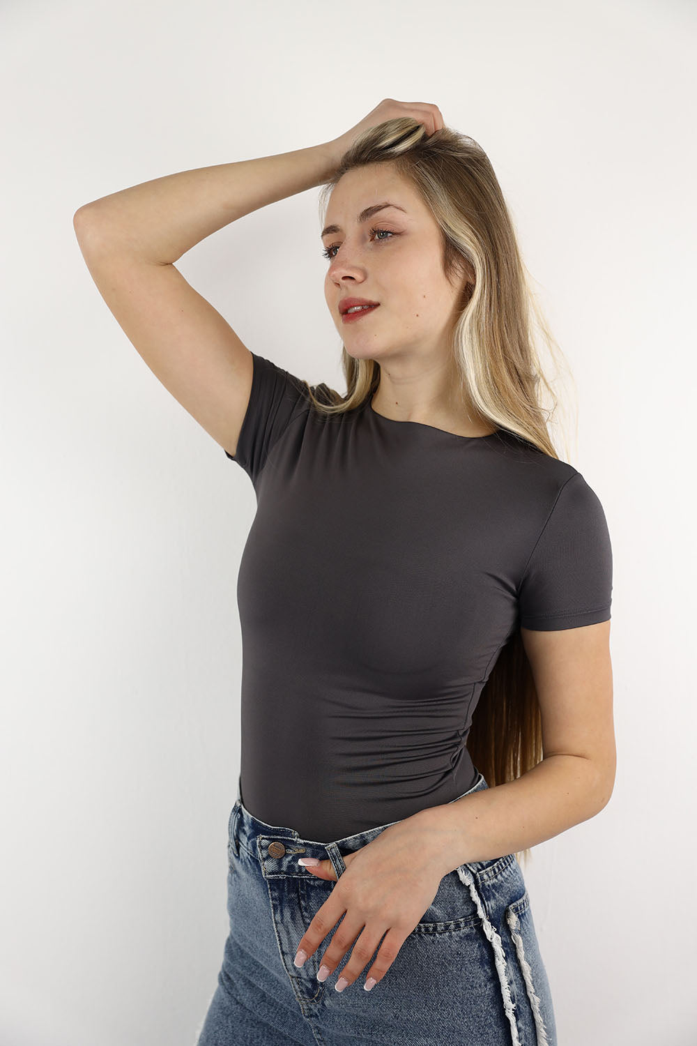 Short Sleeve Basic Top – High Neck