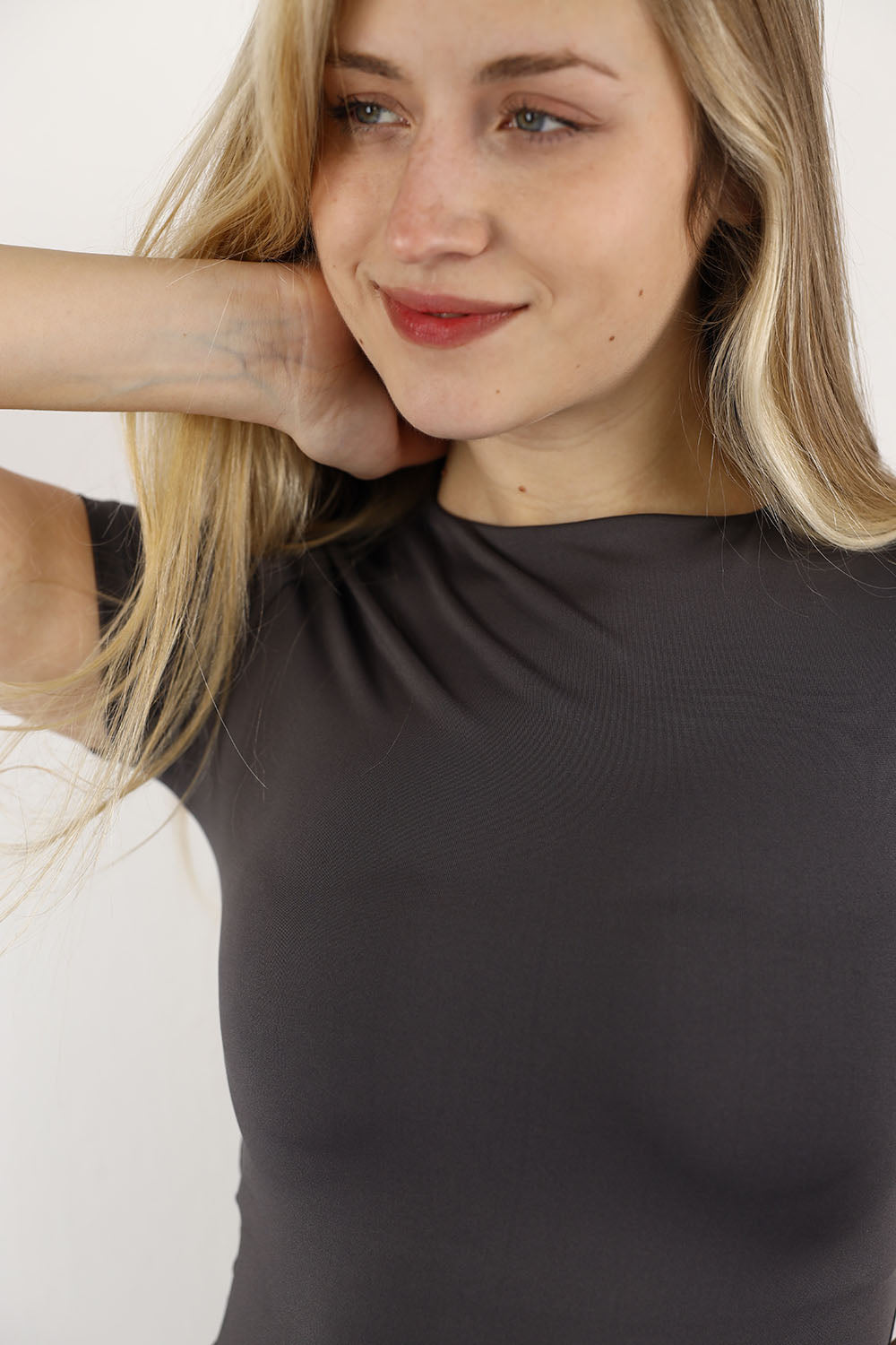 Short Sleeve Basic Top – High Neck