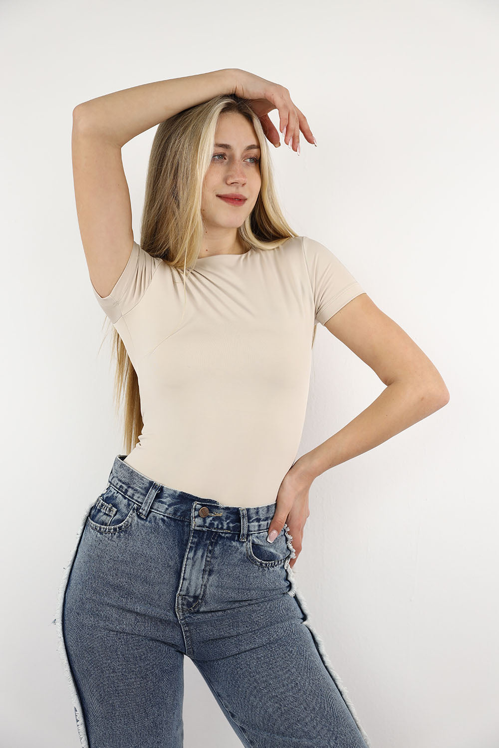Short Sleeve Basic Top – High Neck