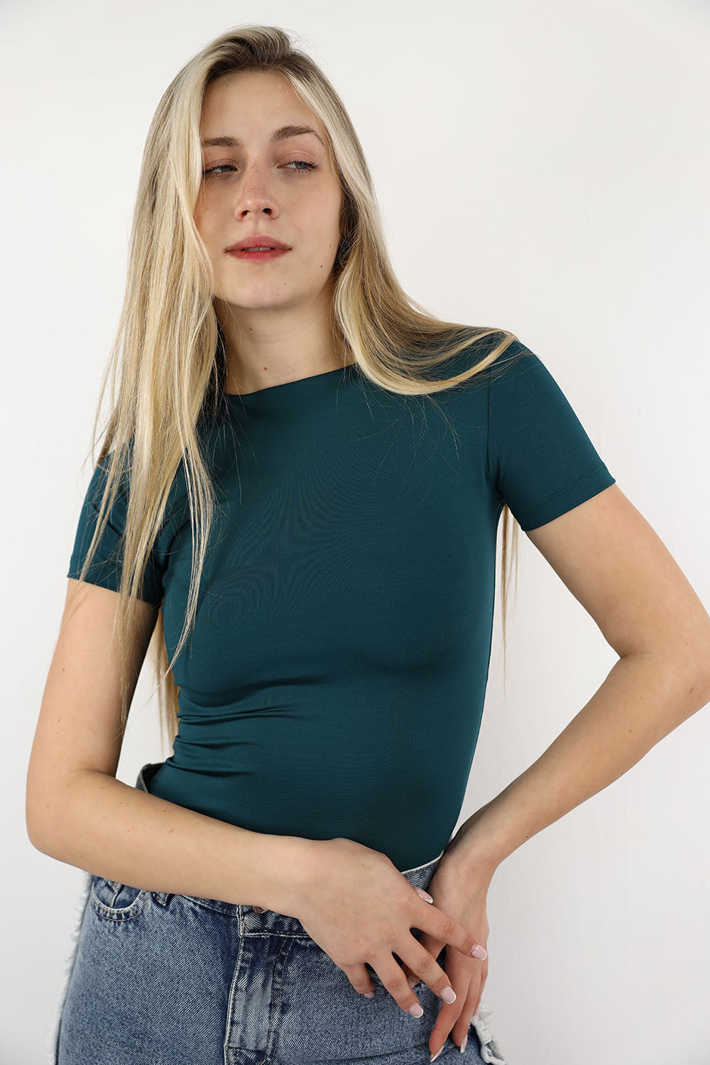 Short Sleeve Basic Top – High Neck