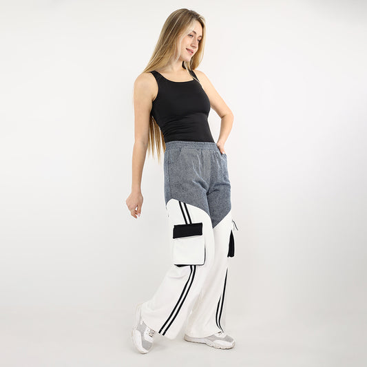 Dynamic Colorblock Relaxed Wide-Leg Pants