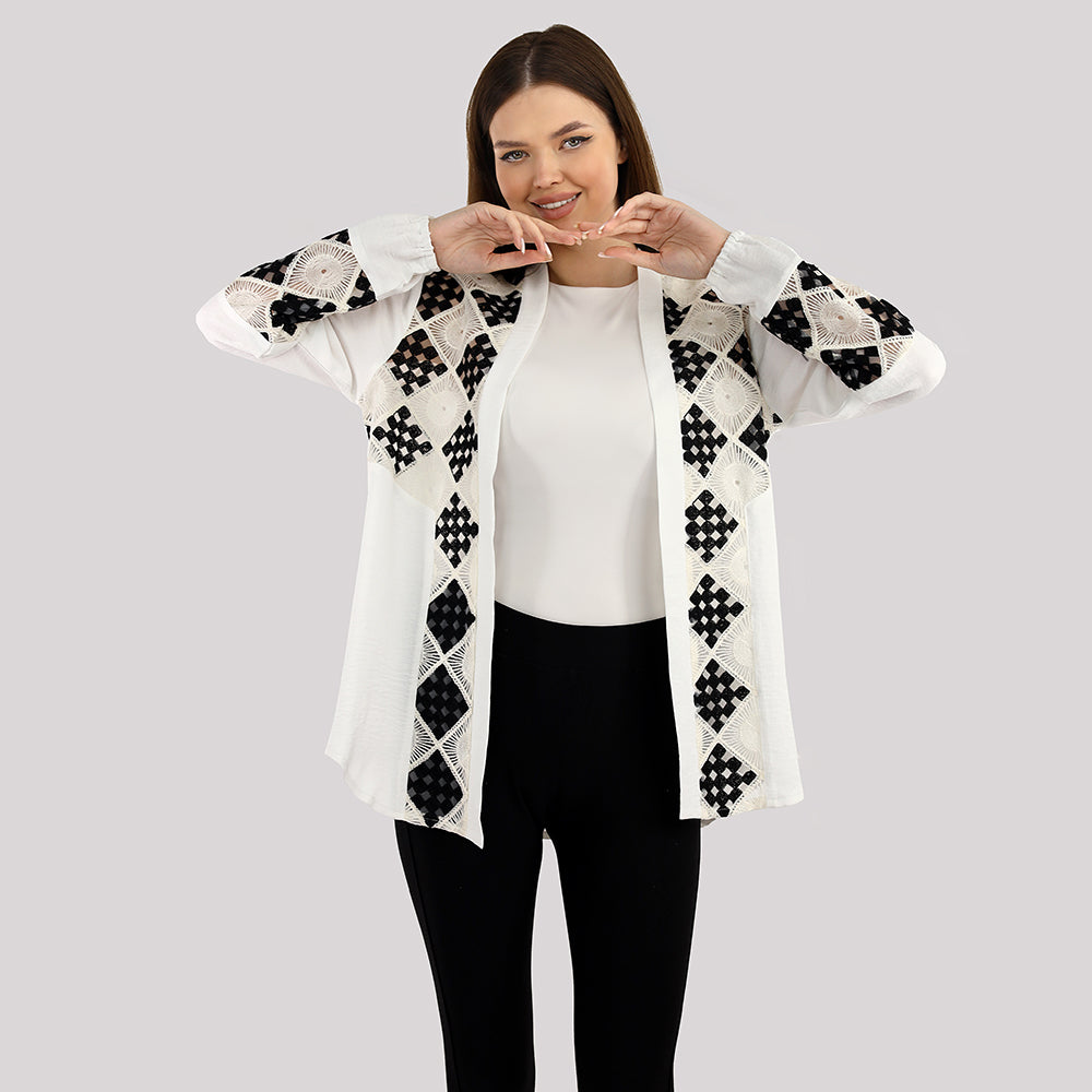 Embroided Squares Long Sleeve Shirt