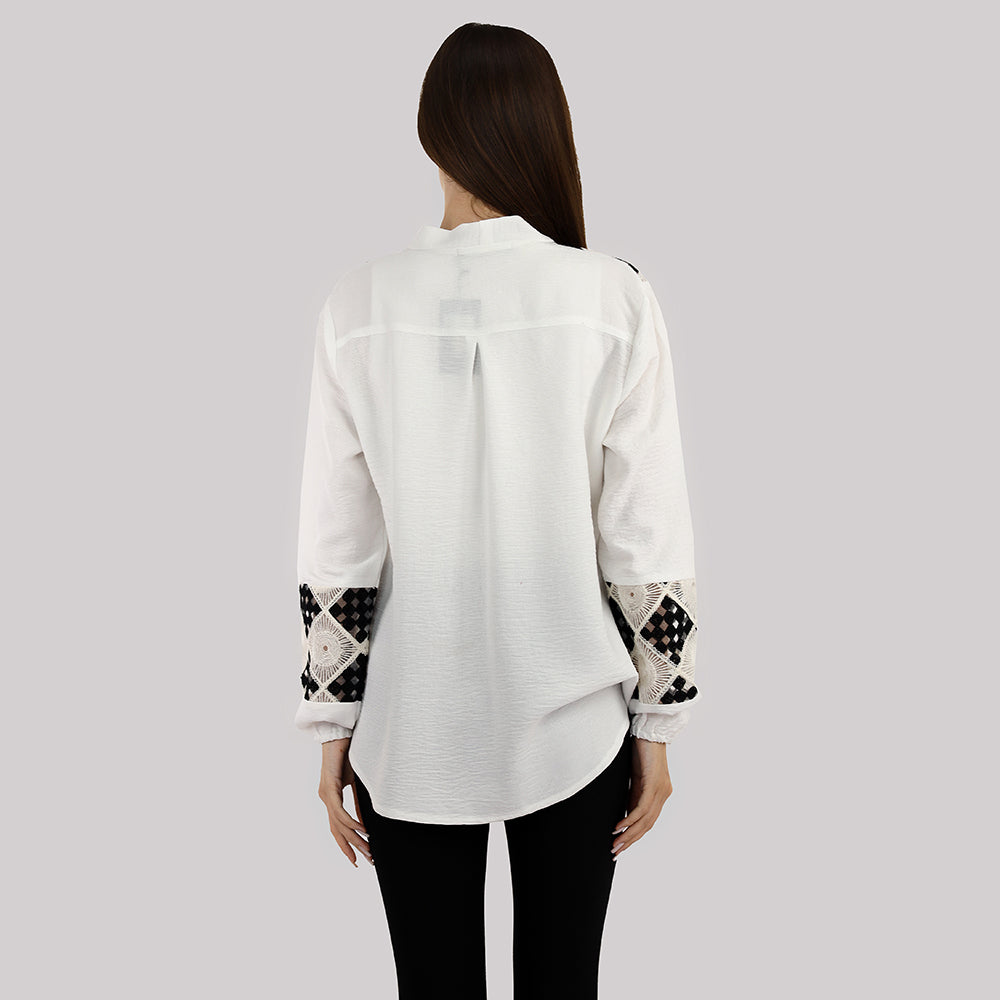 Embroided Squares Long Sleeve Shirt