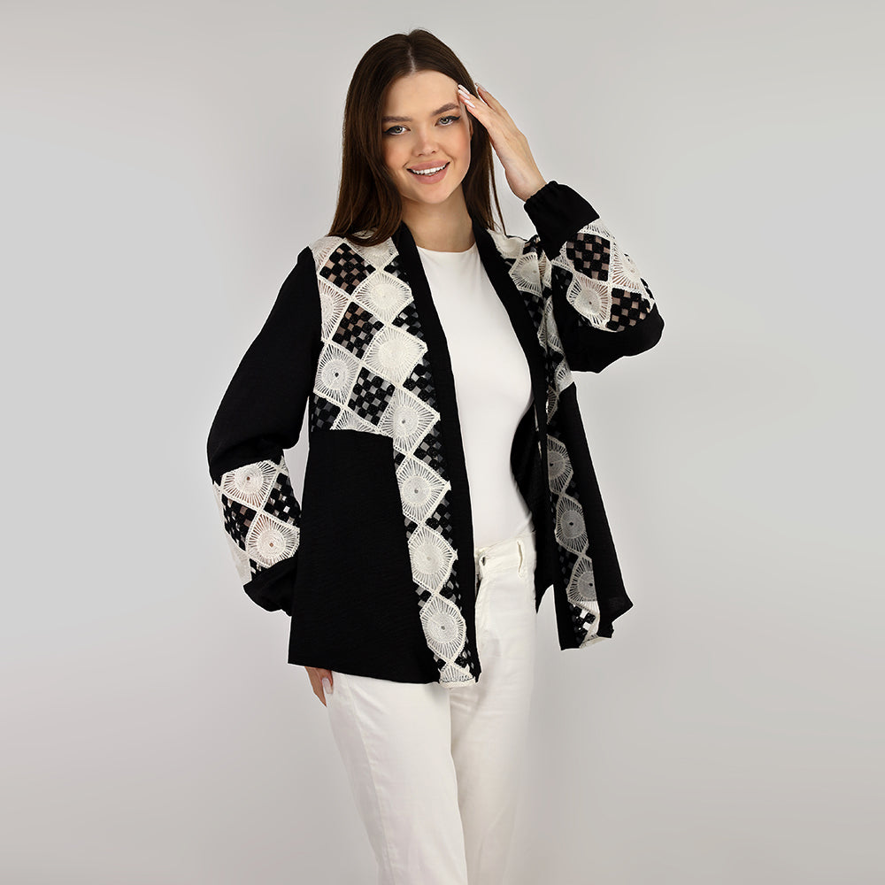 Embroided Squares Long Sleeve Shirt
