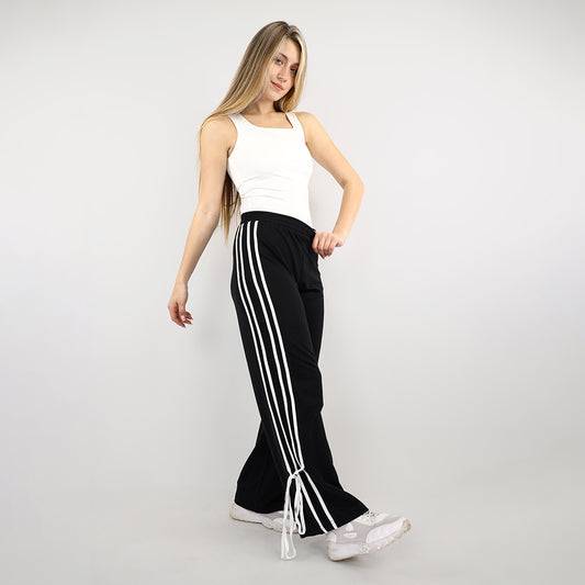 Sporty Stripe Relaxed Wide-Leg Joggers