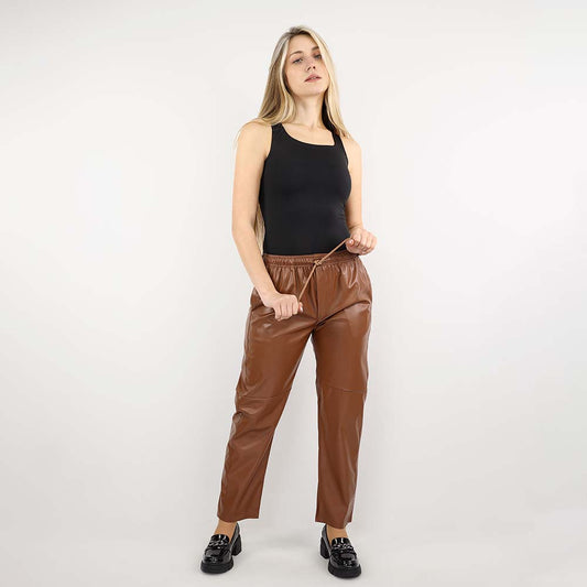 Glossy Faux Leather Joggers