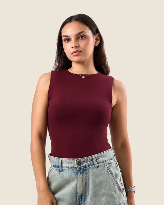 Crewneck Tank Top - Burgundy