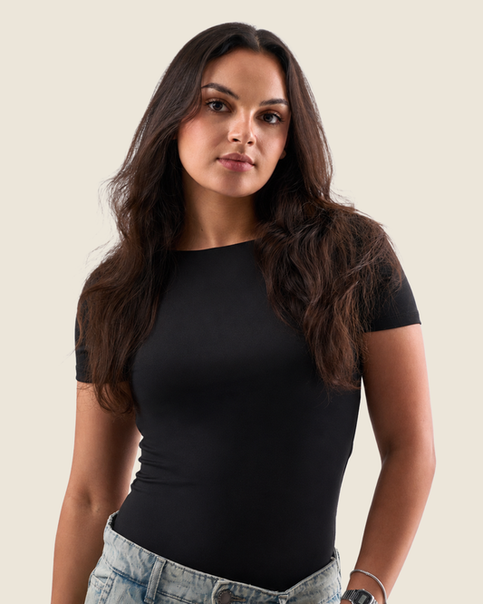 Crewneck Short Sleeve Top - Black