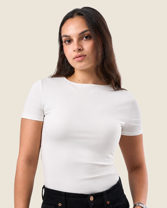 Crewneck Short Sleeve Top - Off-White