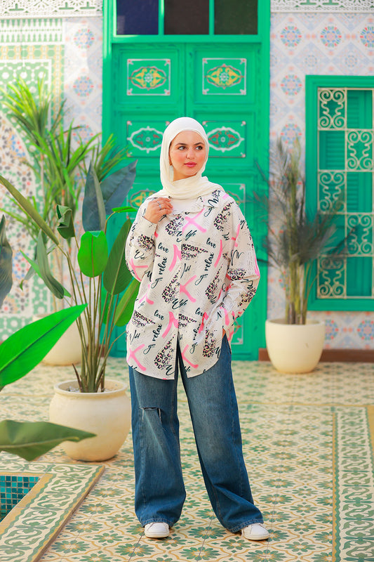Bright Pink Long Sleeve Leopard Shirt - Relaxed Fit