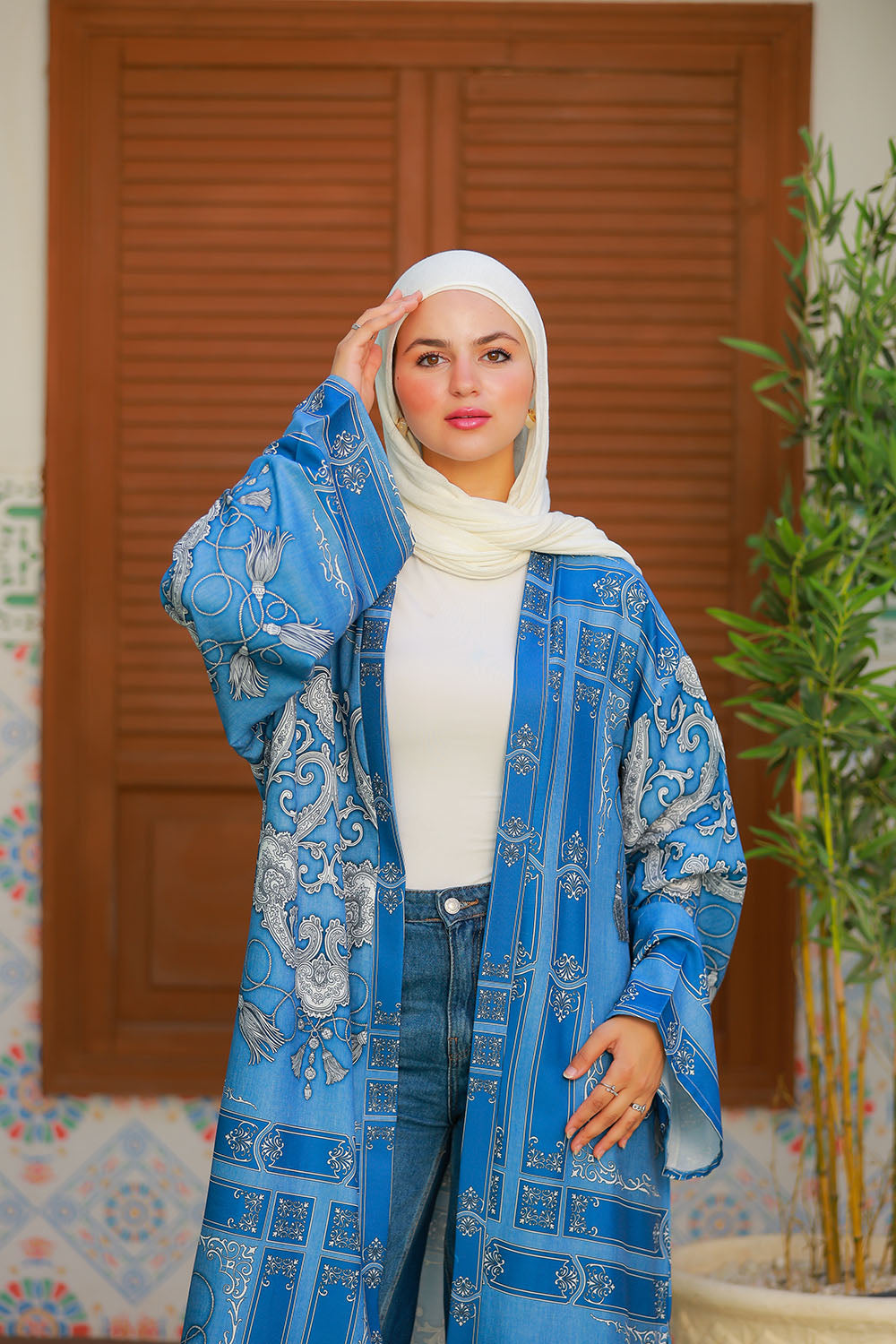 Blue Bold Print Cardigan