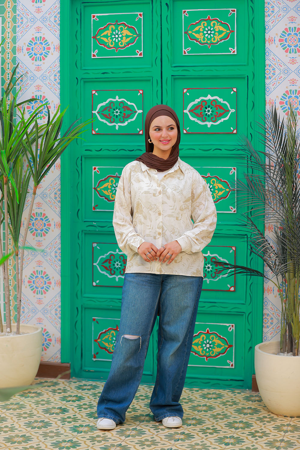 Beige Tropical Shirt - Relaxed Fit