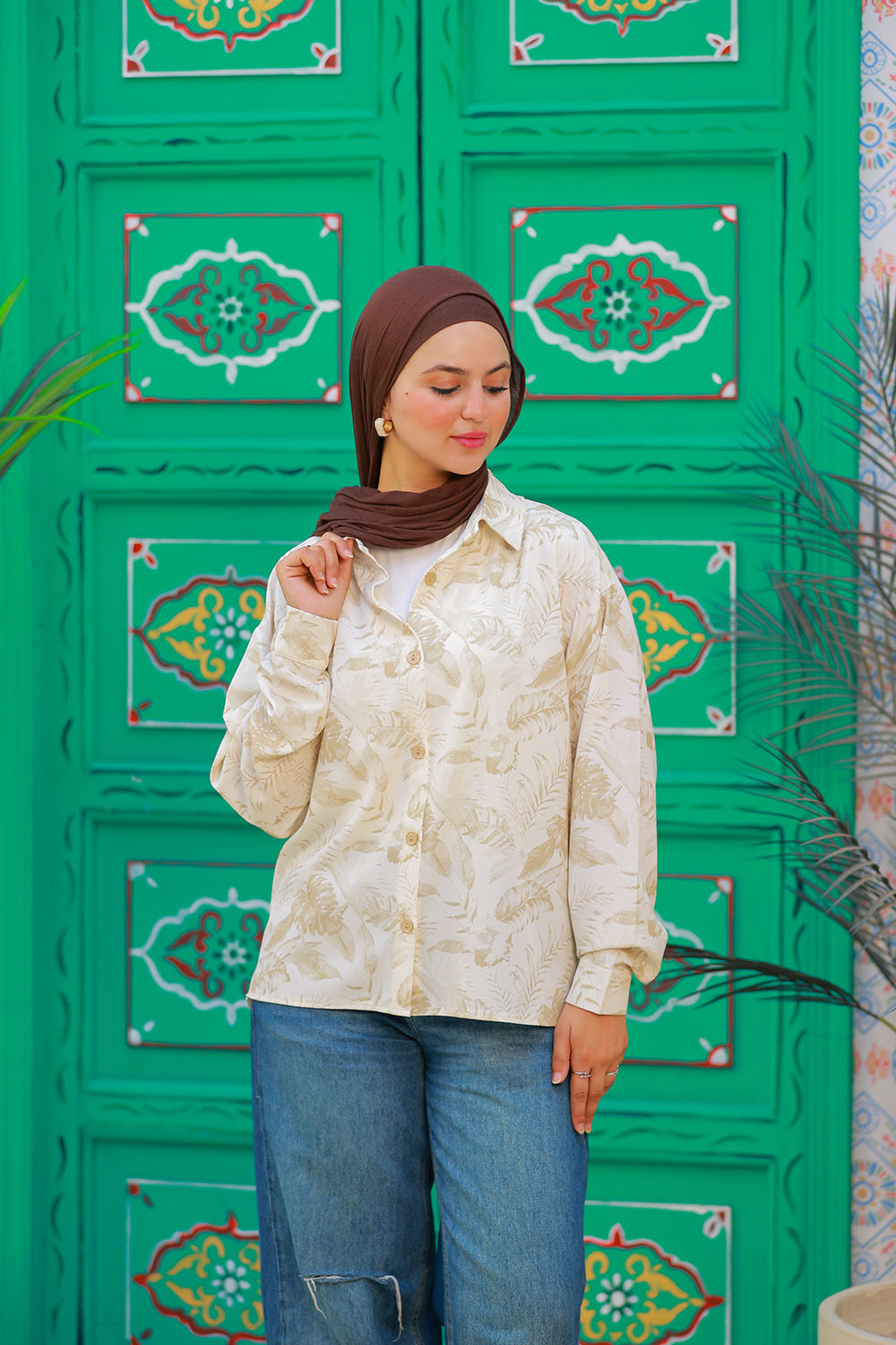 Beige Tropical Shirt - Relaxed Fit