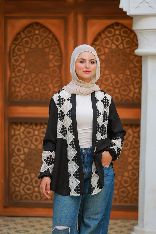 Embroided Squares Long Sleeve Shirt