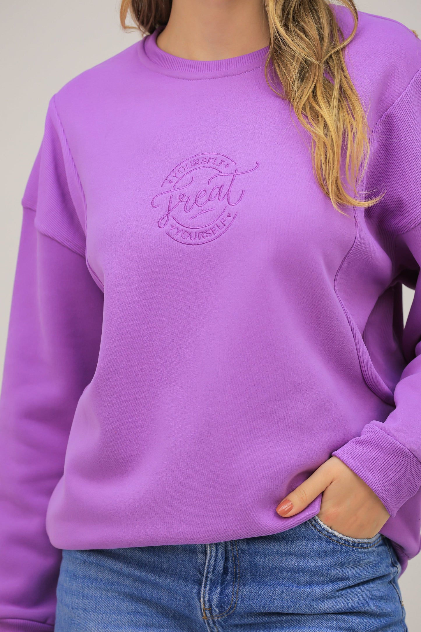 Treat Yourself Embroidered Sweatshirt