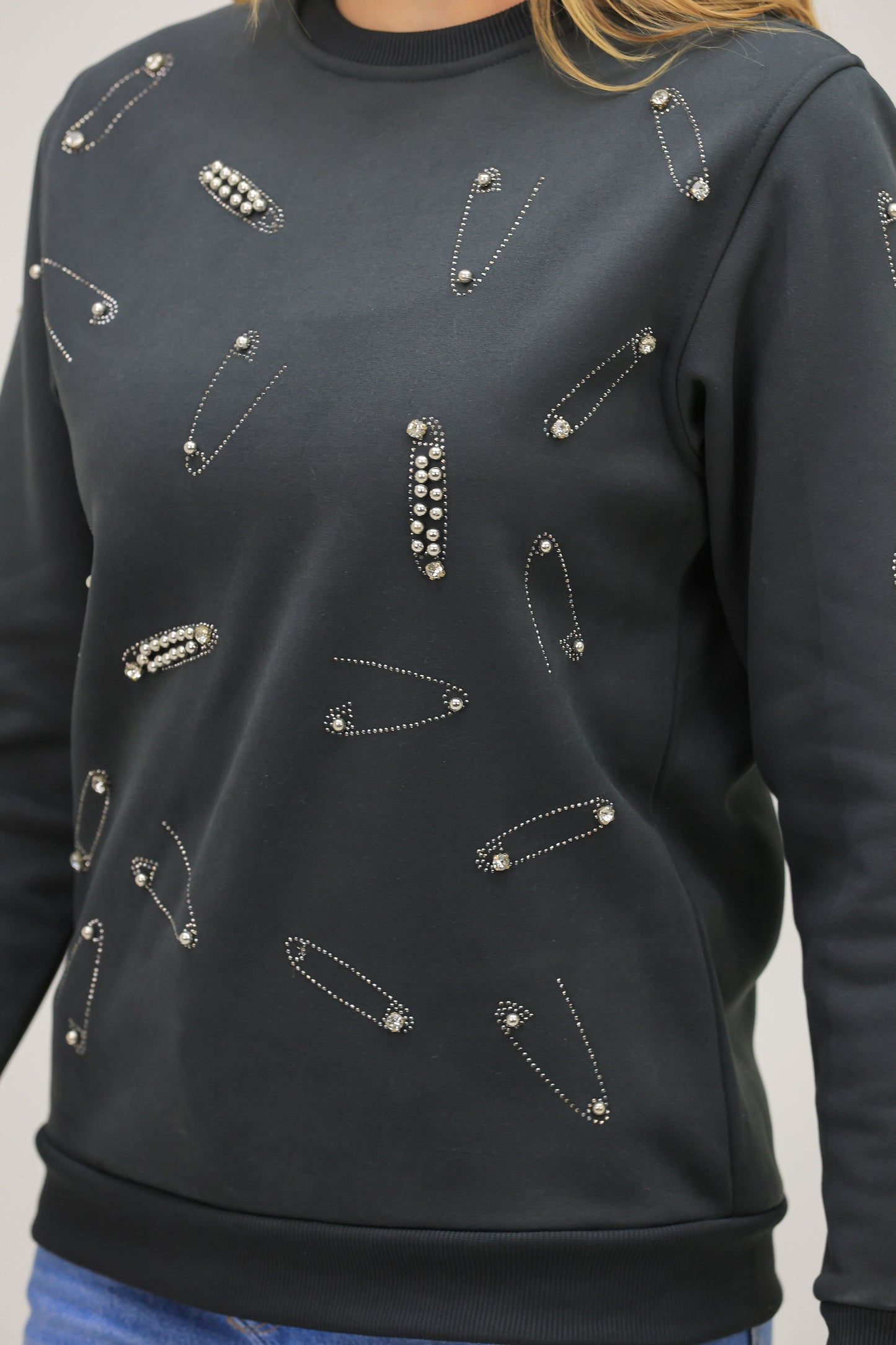 Bold Safety Pin Embellished Top