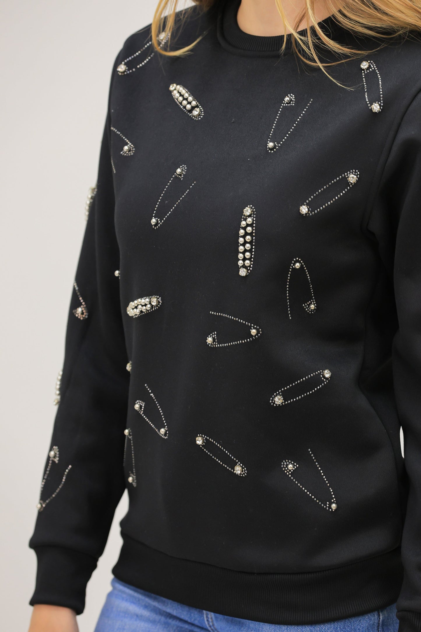 Bold Safety Pin Embellished Top